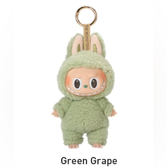 POP MART Labubu Green Grape Exciting Macaron Vinyl Face Plush Pendant Keychain - Picture 1 of 7